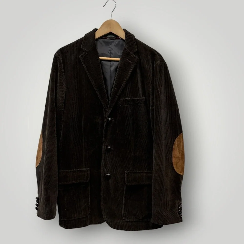 J. Crew Mens Brown Corduroy Blazer Elbow Patches 3-Button Sport Coat Size M
